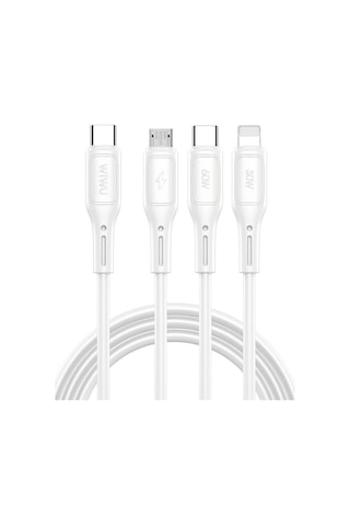 60w Link Type-c Süper Fast Pd Şarj Kablosu 3in1 Apple Uyumlu iPhone Samsung Xiaomi Huawei Hızlı Şarj Data Usb Kab