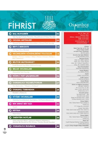 Temmuz 2024 Osmanlıca Dergisi