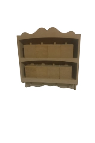 Ahşap 8 Bölmeli Baharatlık Raflı Ve Kapaklı Düzenleyici Ahşap