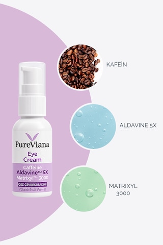 Pureviana Göz Kremi 30ml Kafein + Peptit + Hyaluronik Asit Morluk, Göz Altı Torbası Ve Karşıtı