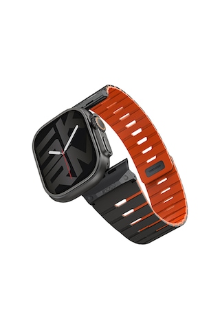 Watch Ultra 49mm Skinarma Gemini Serisi Tpu Magnetik Silikon Kordon Siyah-turuncu Siyah - Turuncu