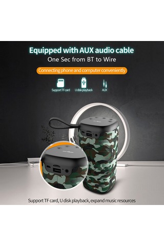 Teltree S35 Taşınabilir Bluetooth Hoparlör, Ipx5 Su Geçirmez, 5wx2 Güç, 1500mah Pil, Radyo Ve Kart Desteği - Siyah