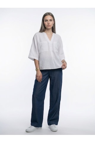 LOFT Loose Fit Kadın Gömlek K.kol Lf2043546 Q1.v1 Beyaz