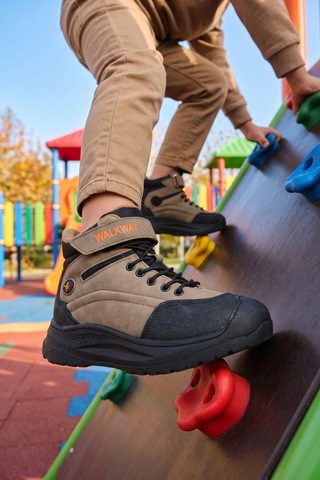 Walkway Bej-turuncu Cırt Bantlı Kauçuk Tabanlı Erkek Çocuk Sneaker Bot Surge 2037