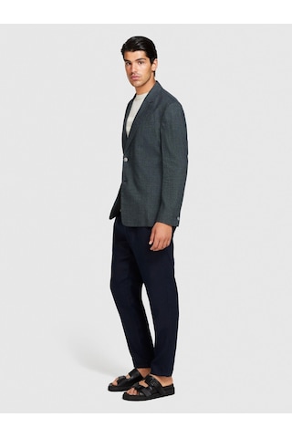 Sisley Keten Karışımlı İki Düğmeli Biye Cep Detaylı Ceket Erkek Siyah Mix Ceket - 324p234xsw01v
