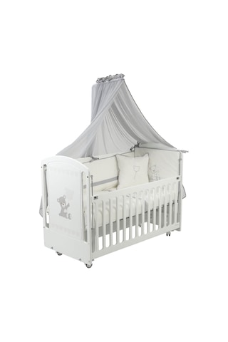 Meltem Kids Sweet Bear Anne Yanı Ahşap Sallanır Beşik 60x120 Cm Beyaz-bear Beyaz