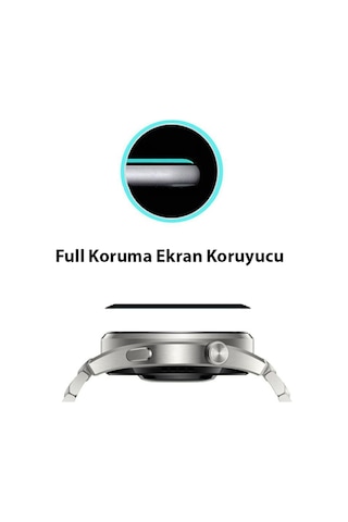 Huawei Watch 3 Pro 3D Full Kaplama Ekran Koruyucu Pet+Pmma (523365533)-Siyah