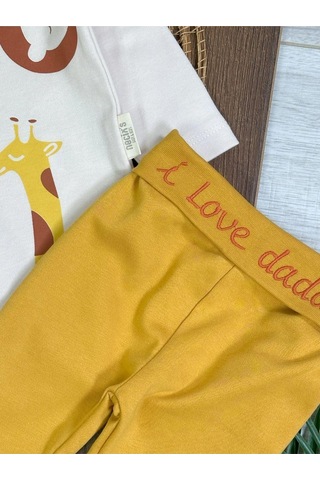 Tiwitibaby Safari Baskılı Çoraplı Alttan Çıtçıtlı Erkek Bebek Takım-zıbın Takım Sari