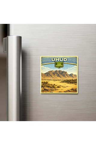 Retro Suudi Arabistan Uhud Şehri Temalı Vintage Buzdolap Magneti 9x9 Cm