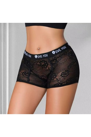 Ece's Design Kadın Dantelli Orta Bel Elastik Bel Bantlı Yumuşak Boxer Wbx1001 Siyah
