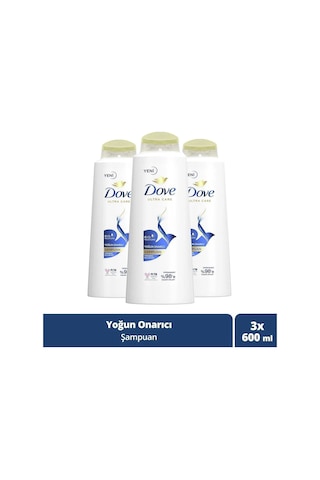Dove Ultra Care Saç Bakım Şampuanı Yoğun Onarıcı Yıpranmış Saçlar İçin 600 Ml X3