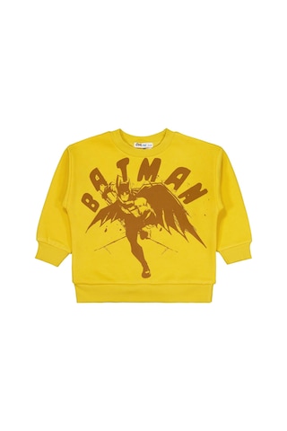 Batman Karartma Baskılı 2-5 Yaş Sweatshirt - Sarı