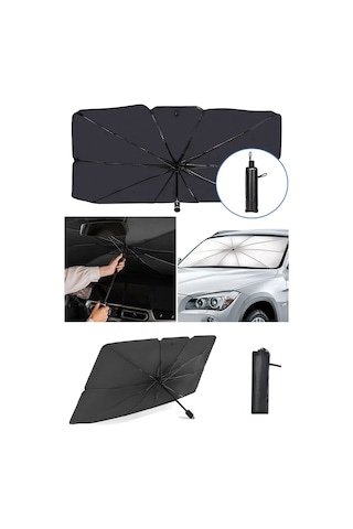 Oto Araba Güneşlik Şemsiye Tip Ön Cam Güneş Önleyici Katlanabilir 140cm X 75cm