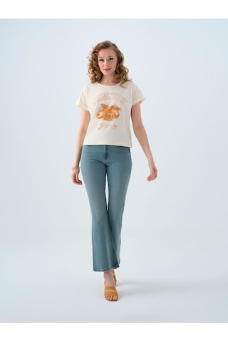 LOFT Regular Fit Kadın Tshirt K.kol Lf2040166 Q1.v1 Ekru