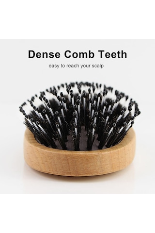 Vkemall Ahşap Saplı Piliç Tüyü Hava Yastığı Saç Fırçası - Saç Bakımı Ve Stilleri İçin Nemlendirici Kıllı Tıraş Fırçası