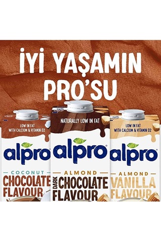 Alpro Bitter Çikolata Badem Sütü 4x1 L Vegan Laktozsuz Bitkisel B