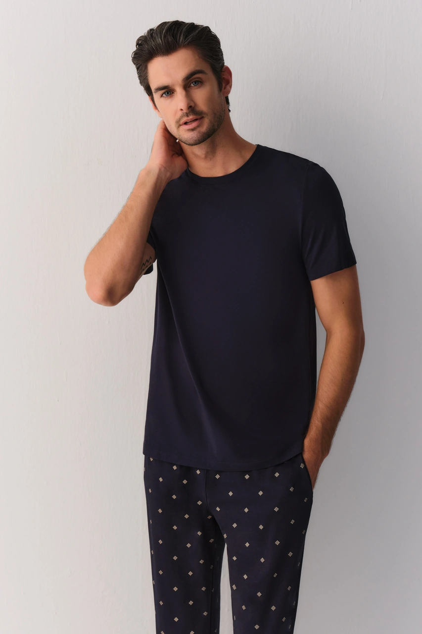 Suwen Treasure Modal Erkek Pijama Takımı Sh26424660303 Lacivert