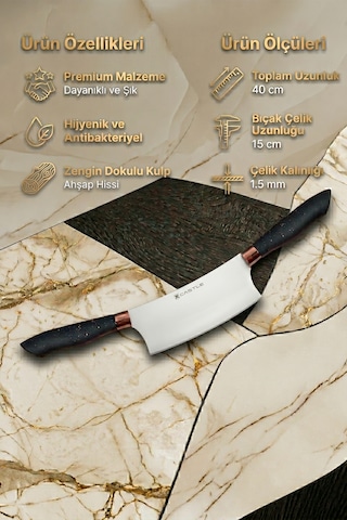 Black Copper Serisi Pizza Börek Mutfak Bıçağı Pide Kıyma Salata Mutfak Şef Bıçak Zırhı Mft-745 Siyah