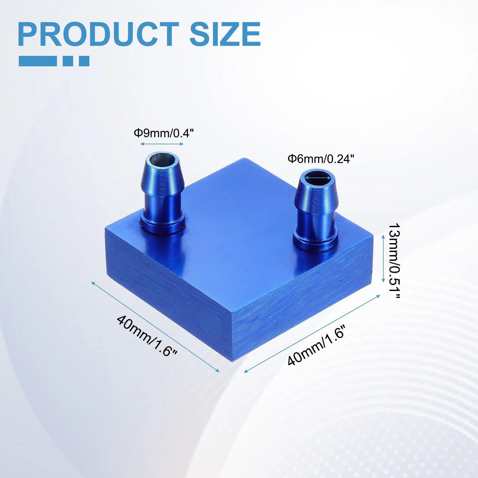 Alüminyum Su Soğutma Bloğu 40x40x13mm Sıvı Soğutucu Isı Emici Sistemleri Mavi