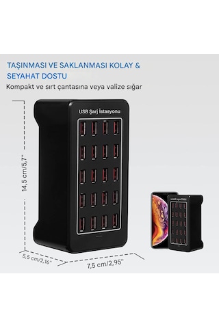 100w 20 Portlu Çok Fonksiyonlu Masaüstü Akıllı Usb Şarj İstasyon
