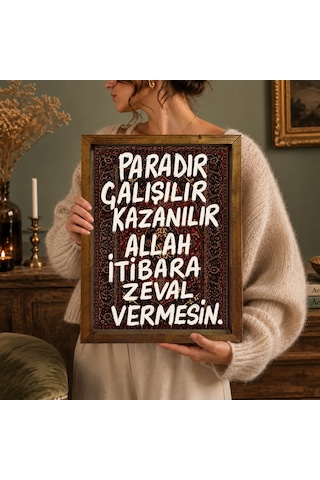 Bk Gift Vintage Klasik Sanat Esprili Sözlü Masif Ahşap Çerçeveli Dekoratif Tablo - 32