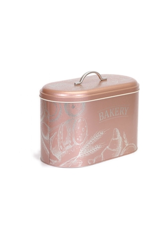 Sn Bakery Rose Gold Desenli Oval Metal Ekmek Kutusu, 10.4 Lt Pembe
