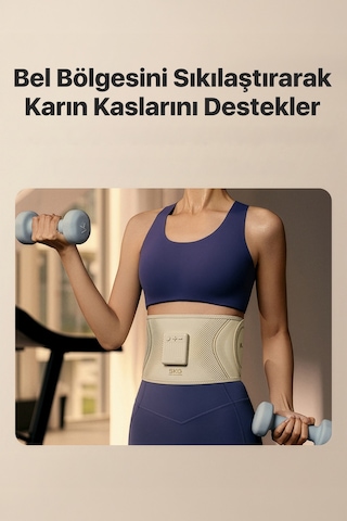 Gs300 Tens-ems Akıllı Taşınabilir Karın Masaj Aleti/robotu Isı Terapisi - Termoterapi Bej