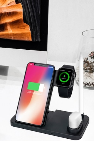 Thentech 4 Ü 1 Arada Kablosuz Telefon Akıllı Saat Kulaklık Kalem Şarj İstasyonu Kablosuz Şarj Standı