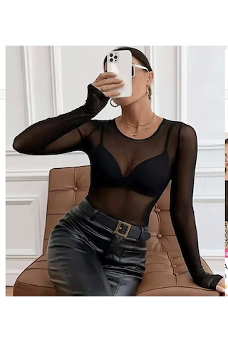 Pantofashion Kayık Yaka Modal Kaşmir Ultra Hafif Bluz Siyah