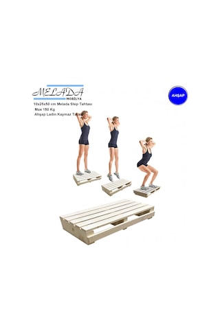 10 Cm Yükseklikte Doğal Ahşaptan Ev Içi Kullanıma Uygun Kaymaz Tabanlı Step Tahtası 25 Cm X 50 Cm