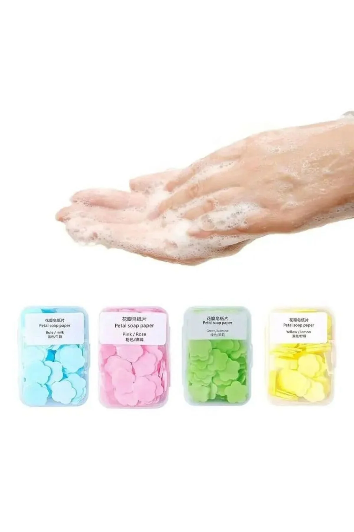 1 Paket 50 Yaprak Eriyen Taşınabilir Mini Kağıt Sabun Öğrenci Çiçek El Sabunu Karışık