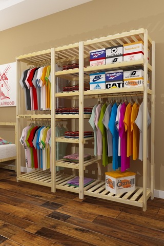 Grande Tres Espejo - Açık Ahşap Elbise Dolabı