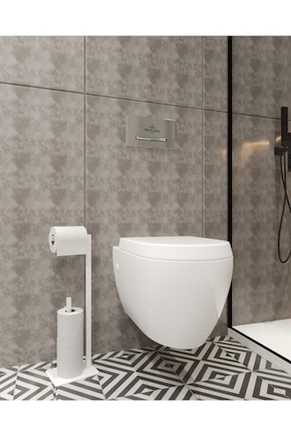 Aju Tuvalet Kağıtlığı Beyaz Yedekli Özel Tasarım Ağır Döküm Devrilmez Banyo Tuvalet Kurulum Gerektirmez Beyaz