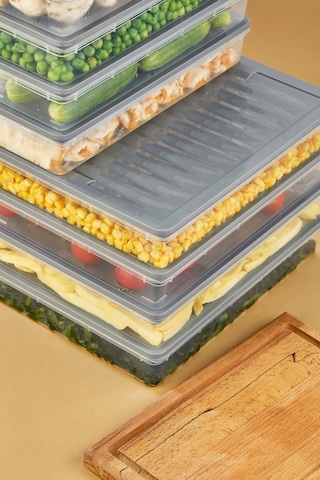 Multi Box 8 Parça 2 Farklı Boy Saklama Kabı Seti - Dondurucu & Mikrodalga Uyumlu Gri