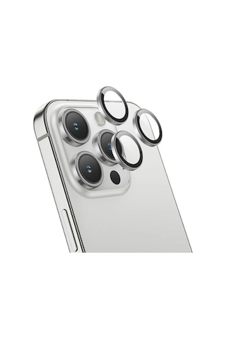 Hoco Crystal Clear iPhone Uyumlu 15 Pro-15 Pro Max Hd 3d Metal Çerçeveli Kamera Koruyucu Lens- 5775 Şeffaf