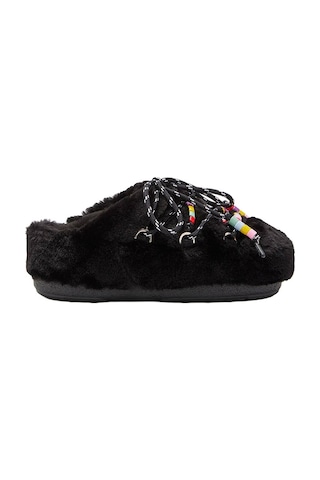 N001 Black Terlik Kadın Diğer 80d1460250-n001 Moon Boot Mule Faux Fur Beads Black Siyah