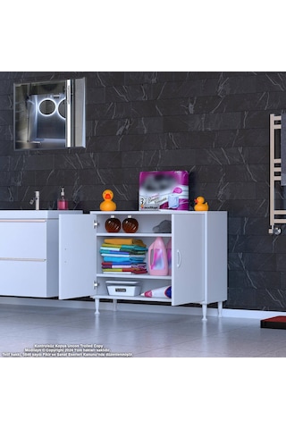 Modilayn Söke 100x75x32,5 Cm Lik Küçük Alanlar İçin Akıllı Çözümler 2 Kapaklı 3 Göz Raf Dolap Beyaz