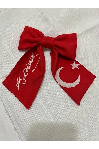 Ay Yıldız Ve Atatürk İmza Nakışlı Toka Kırmızı
