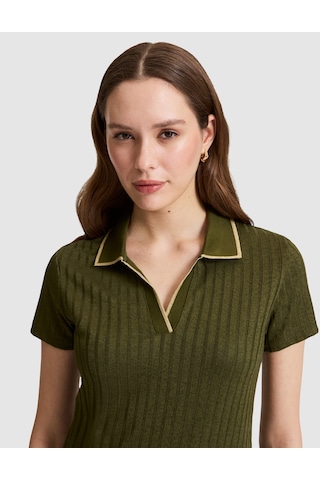 Pierre Cardin Kadın Haki Tişört Basic 50320697-vr027