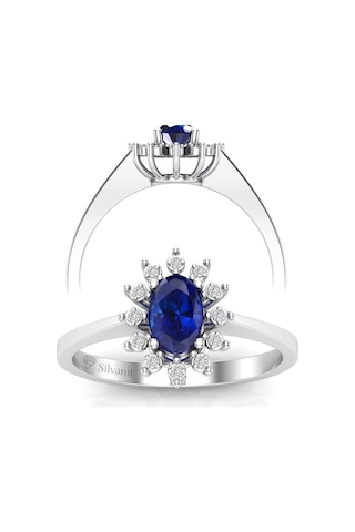 0,60 Karat Pırlantalı Safir Yüzük (464656383)