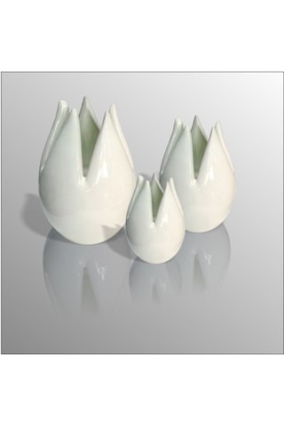 Seramik Krem Laleler Biblo Seti 15Cm , 13Cm, 9Cm