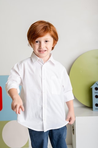 Zeyland Erkek Çocuk Cep Detaylı Poplin Gömlek - Beyaz Beyaz