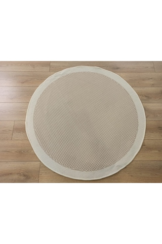 Çam Halı Sisal 9427 Krem / Bej Bordürlü Daire Jüt Sisal Kilim - 120x120