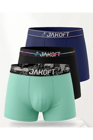 Jakoft Classic Pamuklu Erkek Boxer 3'lü Paket Yeşil - Lacivert - Siyah