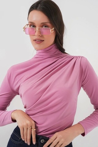 Defymoda 925 Büzgü Detaylı Sandy Bluz - Gül Kurusu Gül Kurusu