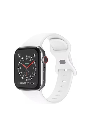 Wozlo Apple Uyumlu iOS Watch 1, 2, 3, 4, 5, 6, 7, 8, Se Silikon Kordon Kayış - M-l Beden 38/40/41mm - Beyaz