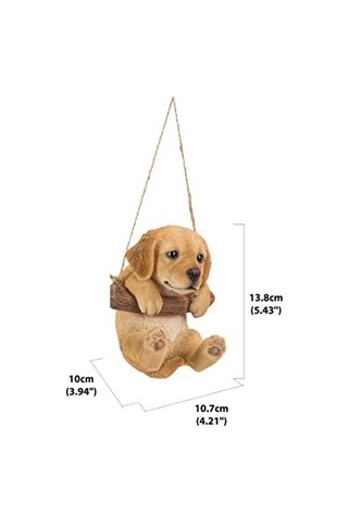 Hi-line Gift Ltd Hi Line 87704-ı Asılı Golden Retriever Köpek Yavrusu Dış Mekan Heykelcik, Taba Kahverengi