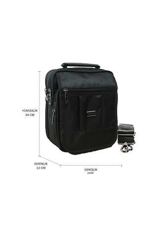 Erkek El Çantası Moda Erkek Çantası Çok Gözlü Askılı Siyah Cepli