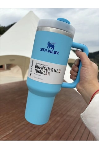 Stànley. Quencher Pipetli Paslanmaz Çelik Vakum Yalıtımlı Termos Bardak 1.18 L-mavi Mavi