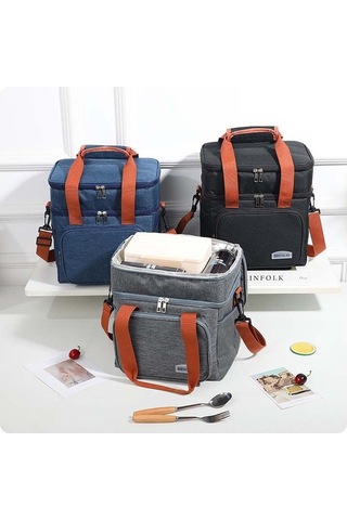 Dinosaurs Life Çift Katmanlı Dış Mekan Öğle Yemeği Çantası Gıda Yalıtım Çantası Piknik Postacı Çantası Altın